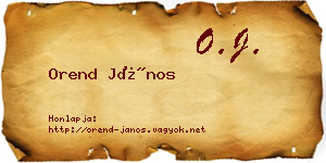 Orend János névjegykártya