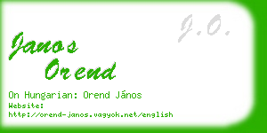 janos orend business card